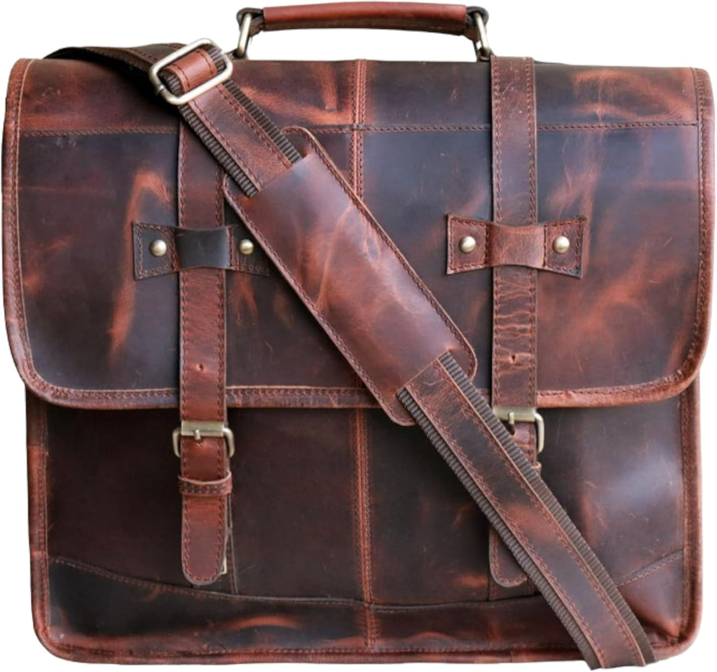 16 Inch Buffalo Leather Messenger Bag for Laptop and Office Use
