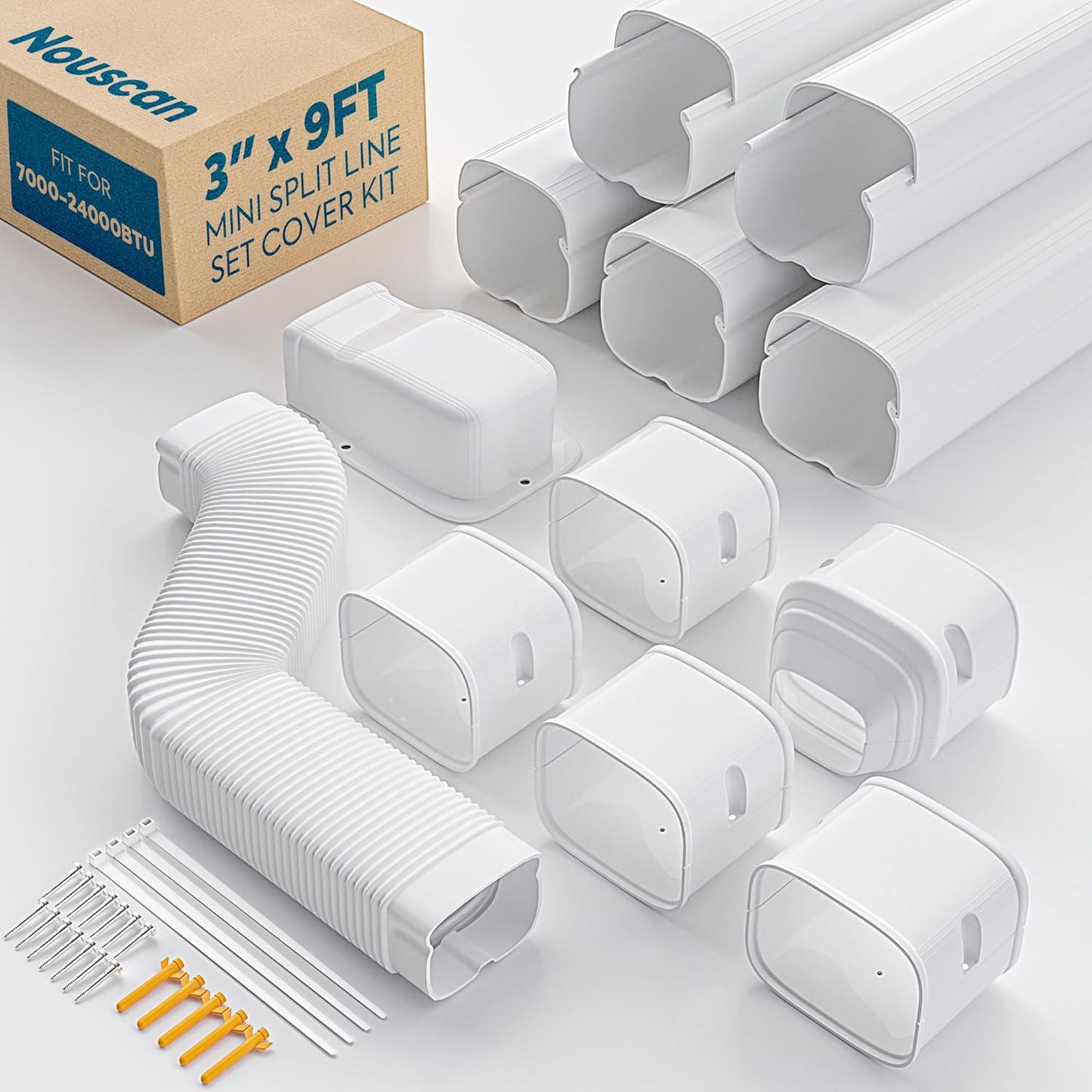 3in 9Ft Mini Split Line Set Cover Kit for Air Conditioners