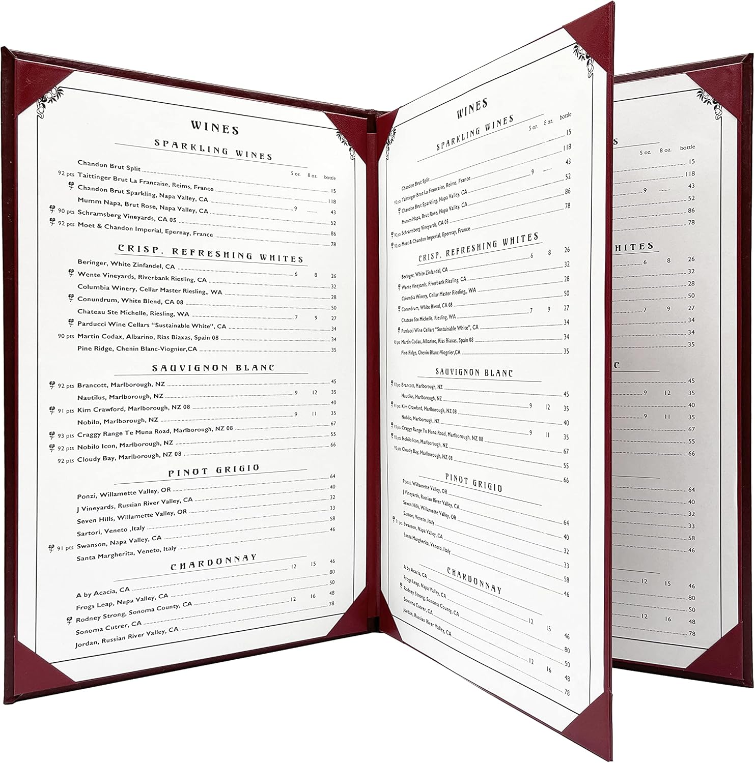 Premium Burgundy Faux Leather Menu Covers for Restaurants
