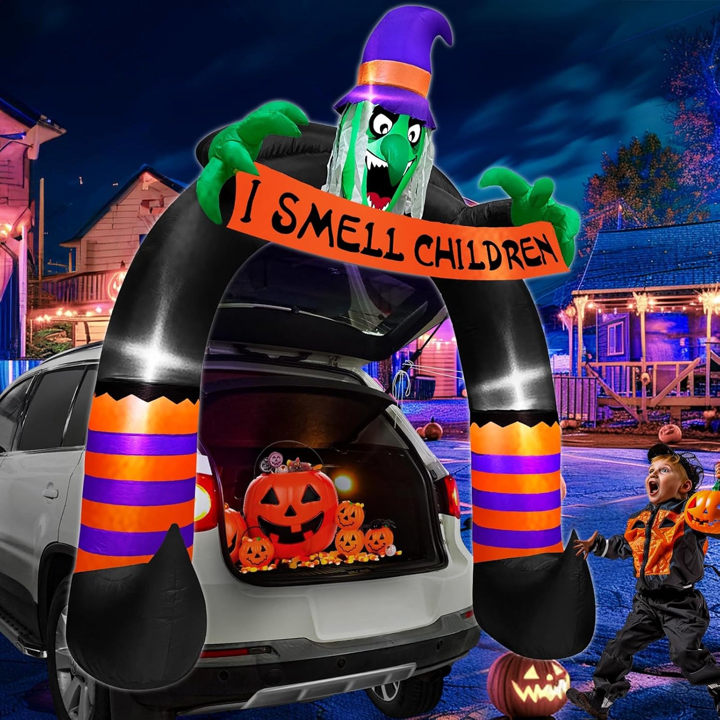 6FT Halloween Inflatable Trunk or Treat Car Decoration Scary Witch