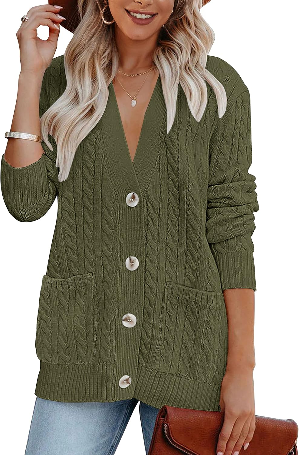 MEROKEETY Women's Chunky Button Up Cardigan Sweater for Fall
