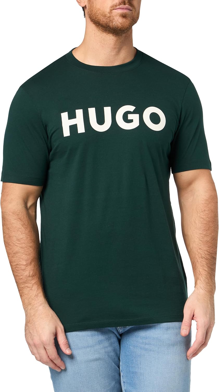 HUGO Mens Print Logo Short Sleeve T-Shirt for Casual Style