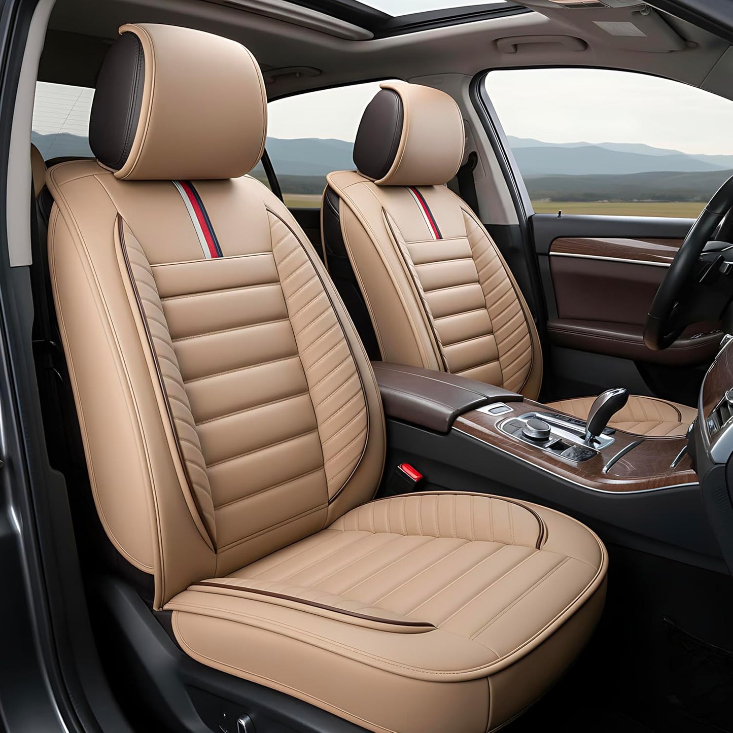 OASIS AUTO Car Seat Covers Premium Waterproof Faux Leather Cushion