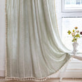RoomTalks Green Modern Farmhouse Textured Curtains 72in x 52in - Boho