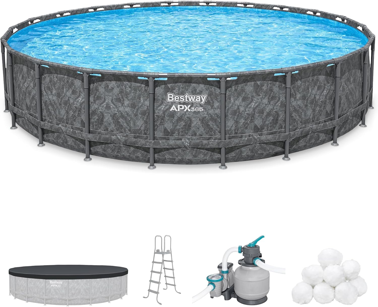 Bestway APX 365 Round Above Ground Pool Set for Summer Fun