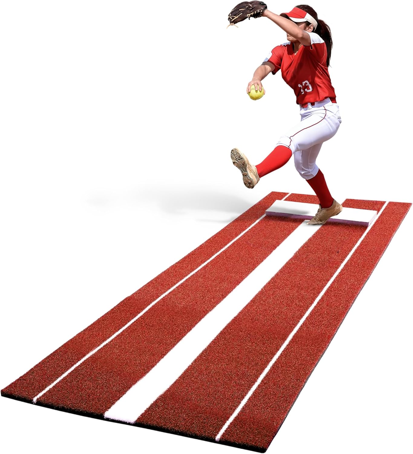 Softball Pitching Mat with Rubber for Practice and Training