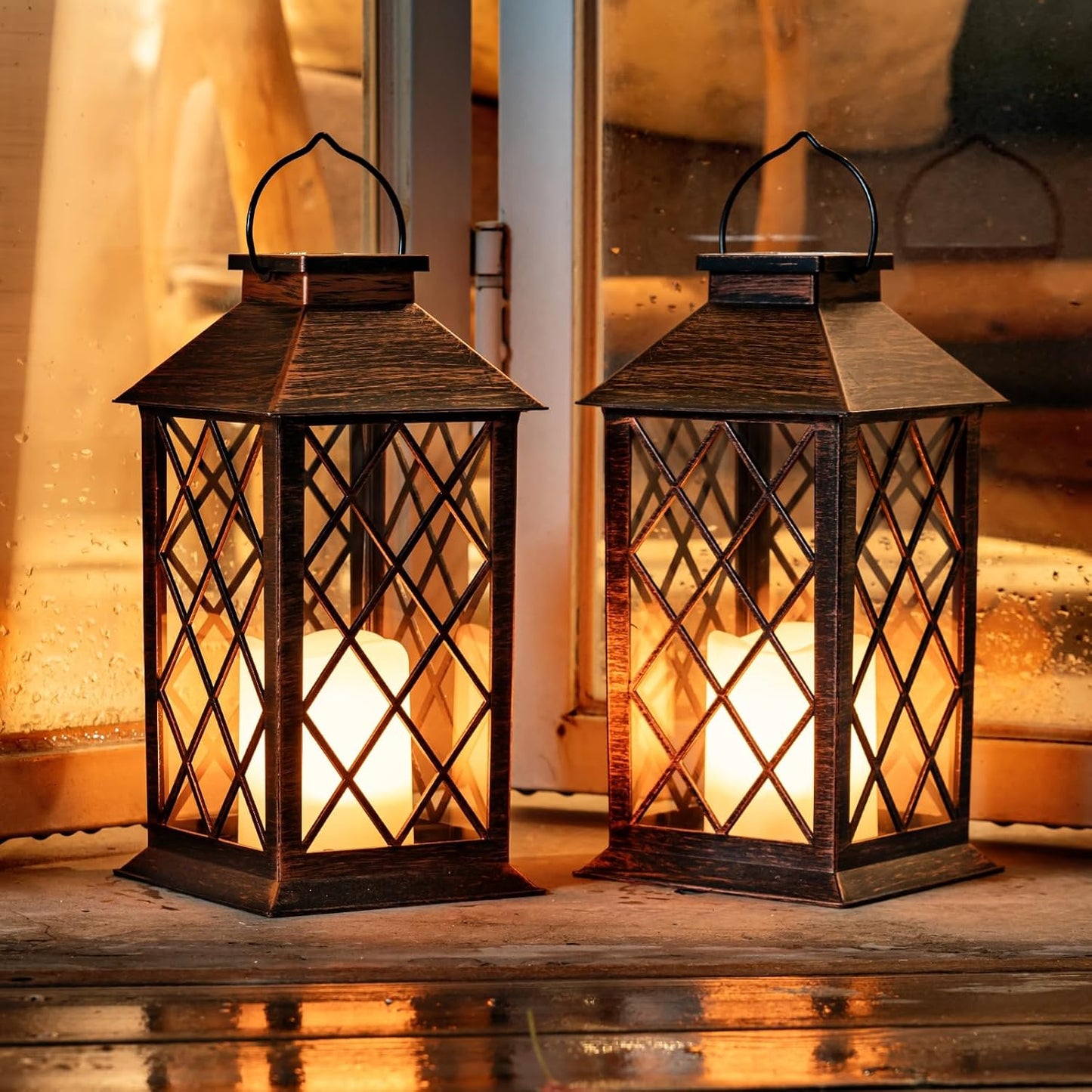 Homemory Solar Lanterns Outdoor Waterproof Hanging with Flickering