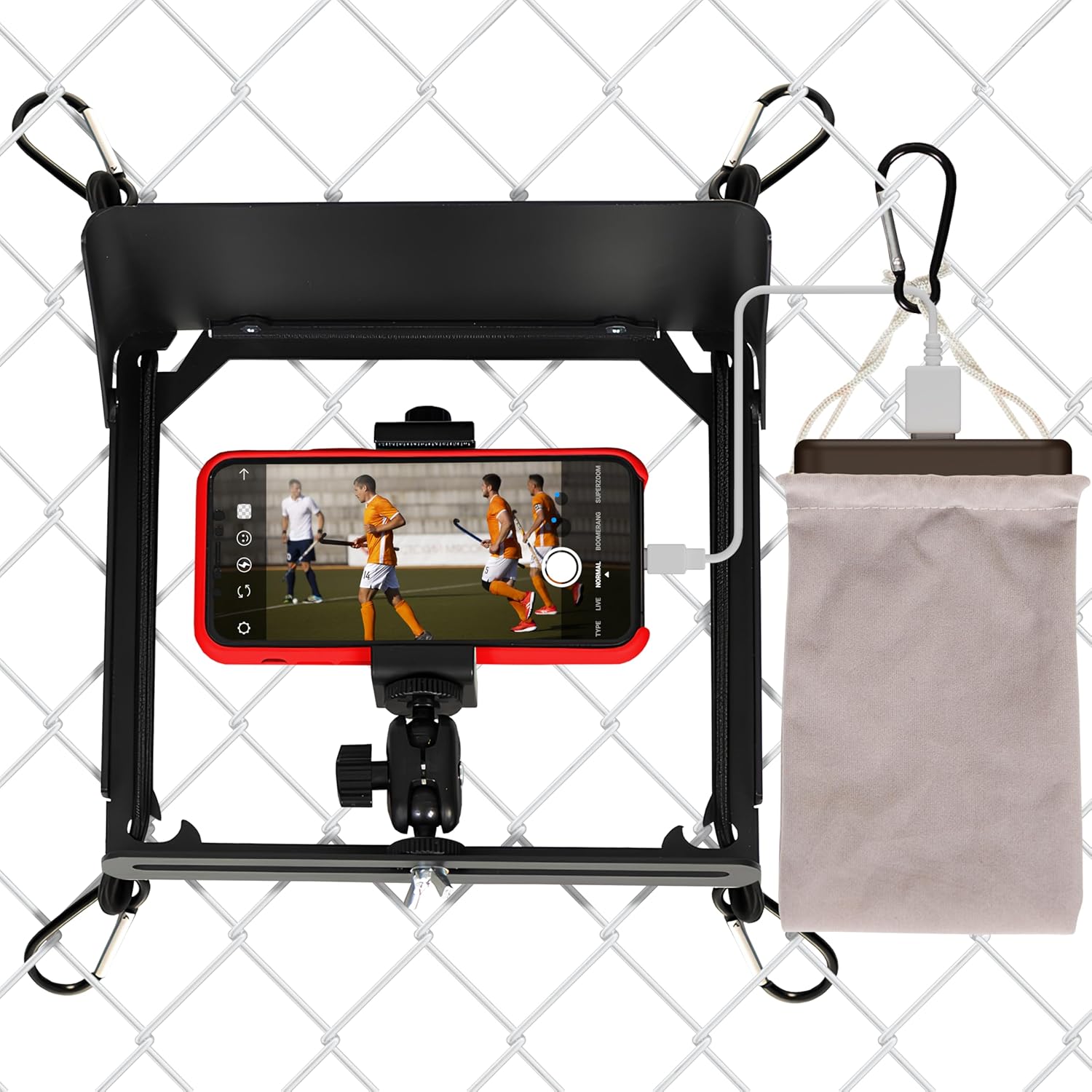 Cell Phone Fence Mount with Shade for Baseball and Tennis