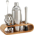 10-Piece Stainless Steel Bar Tools Set with Bamboo Stand - Home Bar
