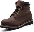 Work Boots for Men Leather Soft Toe Non Slip - Waterproof Comfort