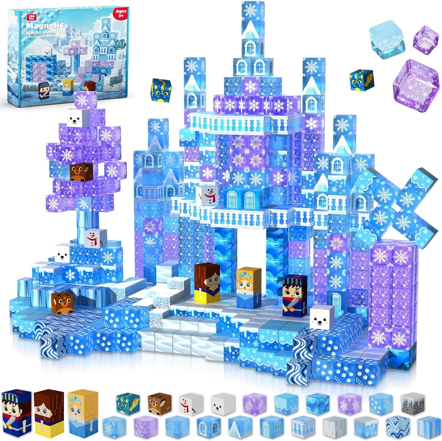 Magnetic Blocks - 100Pcs Transparent Building Toys for Kids