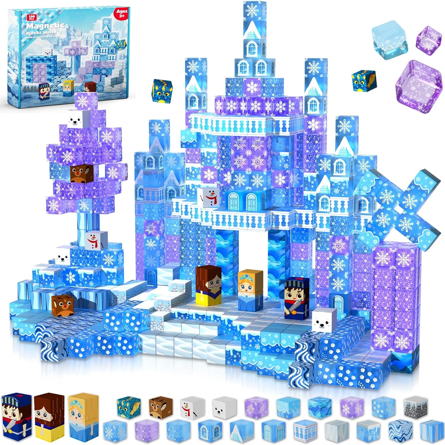 Magnetic Blocks - 100Pcs Transparent Building Toys for Kids