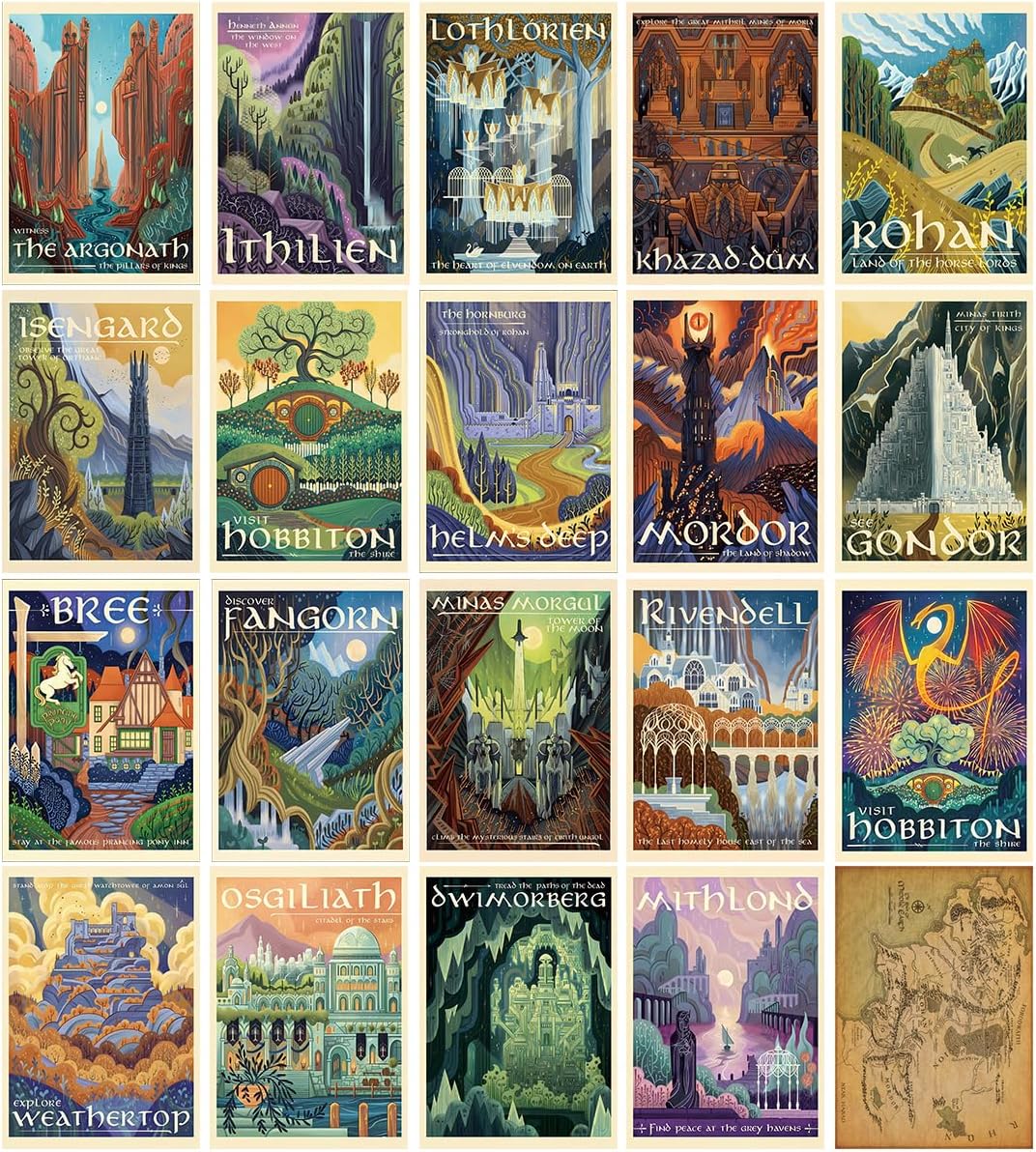 Meksular Middle Earth Landscape Wall Art Prints for Home Decor