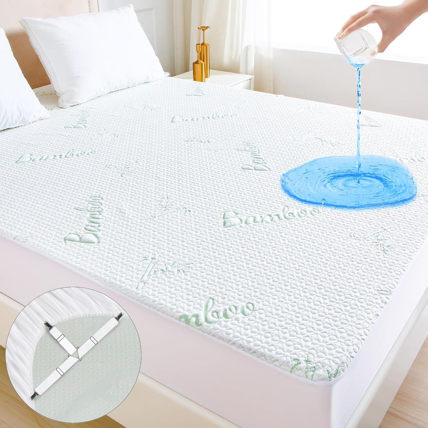 GOONIK Full Size Waterproof Mattress Protector with 4 Straps
