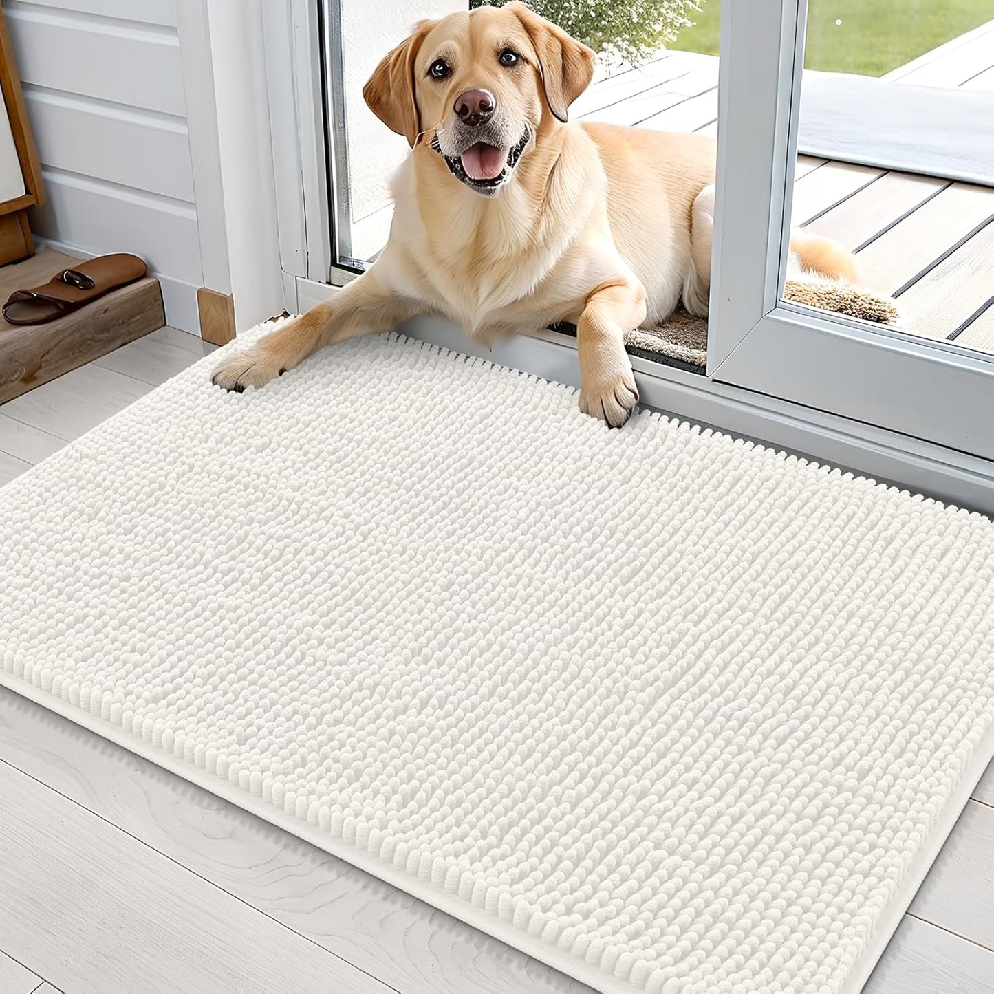 OLANLY Dog Door Mat for Muddy Paws - Absorbent Chenille Mat