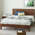 Vivek Deluxe Wood Platform Bed Frame with Headboard - Solid Wood
