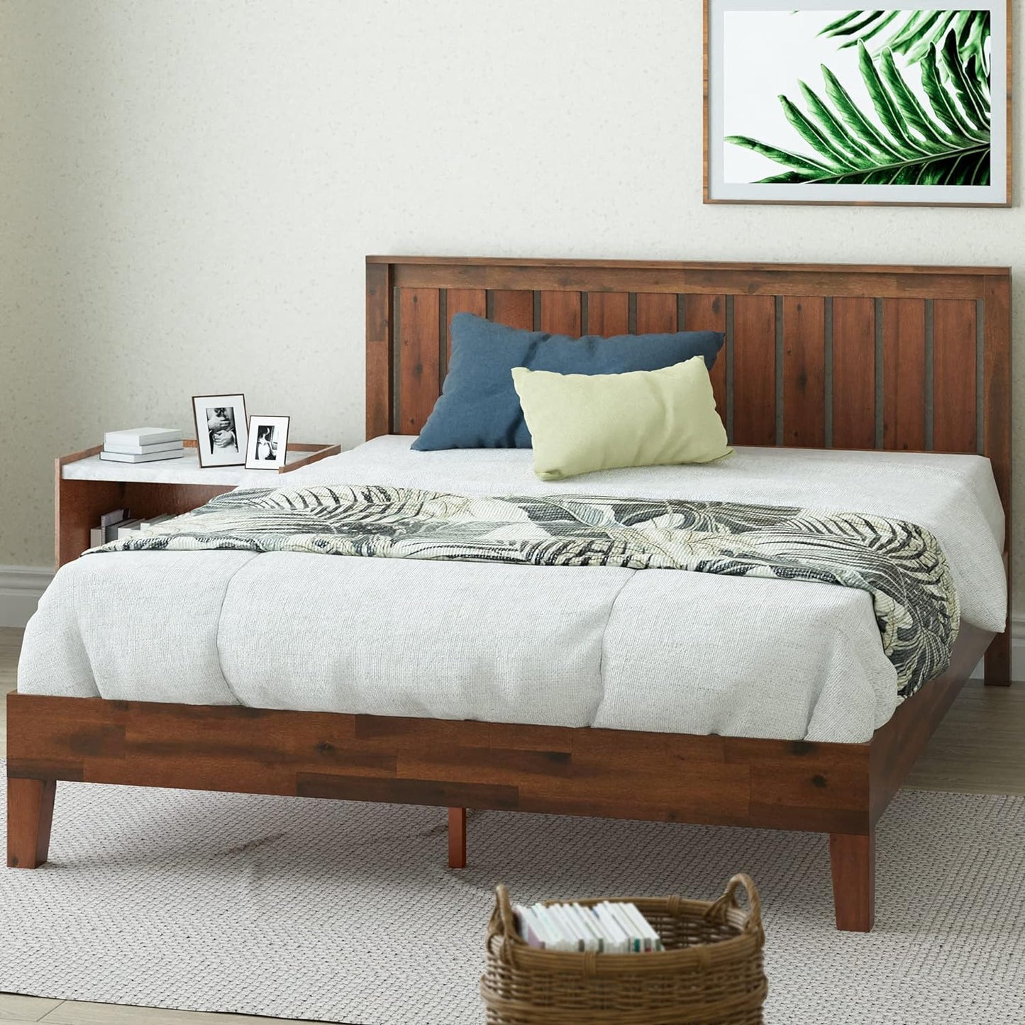 ZINUS Vivek Deluxe Wood Platform Bed Frame with Headboard