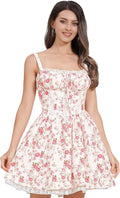 Corset Dresses for Women Spaghetti Straps Short Mini Floral Lace sexy