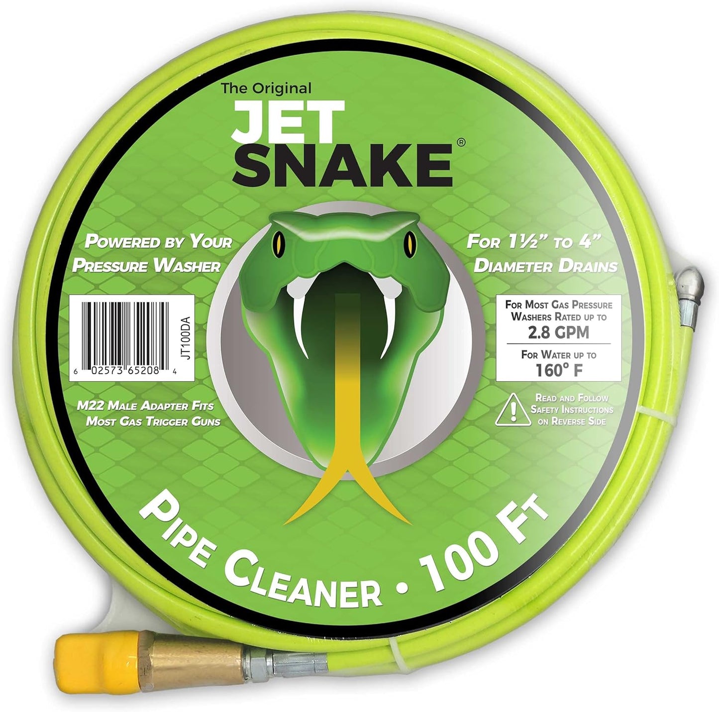 100 FT Sewer Jetter for Gas Pressure Washers - Unclog Drains Fast