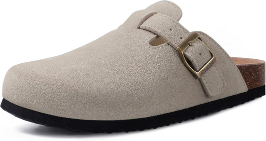 Genuine Suede Clogs for Women Men with Soft Cork Footbed