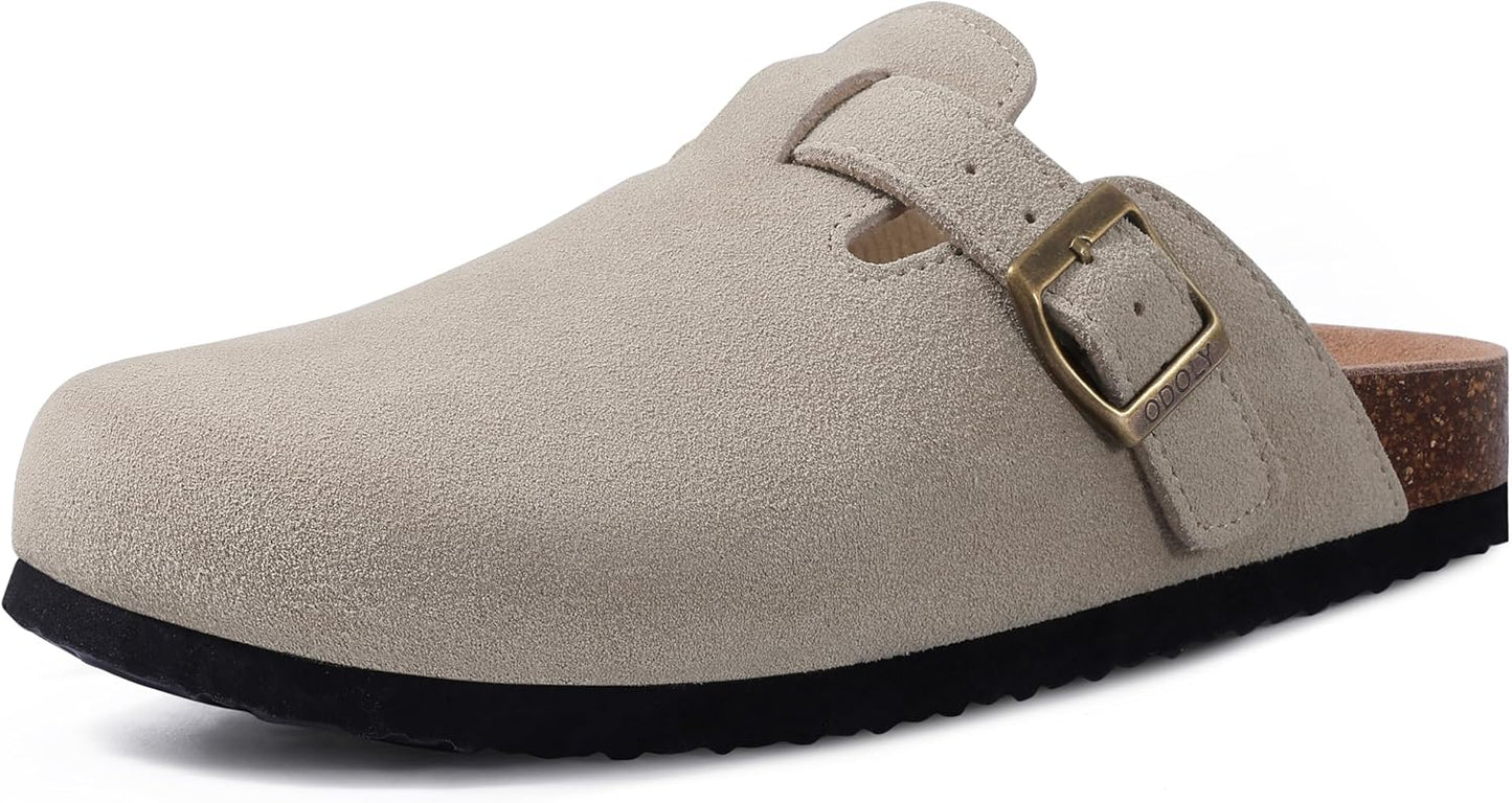 Genuine Suede Clogs for Women Men with Soft Cork Footbed