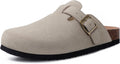 Genuine Suede Clogs for Women Men - Soft Cork Footbed Comfort Jewelry
