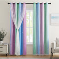 XiDi Girls Curtains 96 in Long Rainbow Blackout Panels - Starry Kids