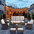 HUMMUH 7-Piece Outdoor Patio Furniture with Fire Pit Set - Cozy