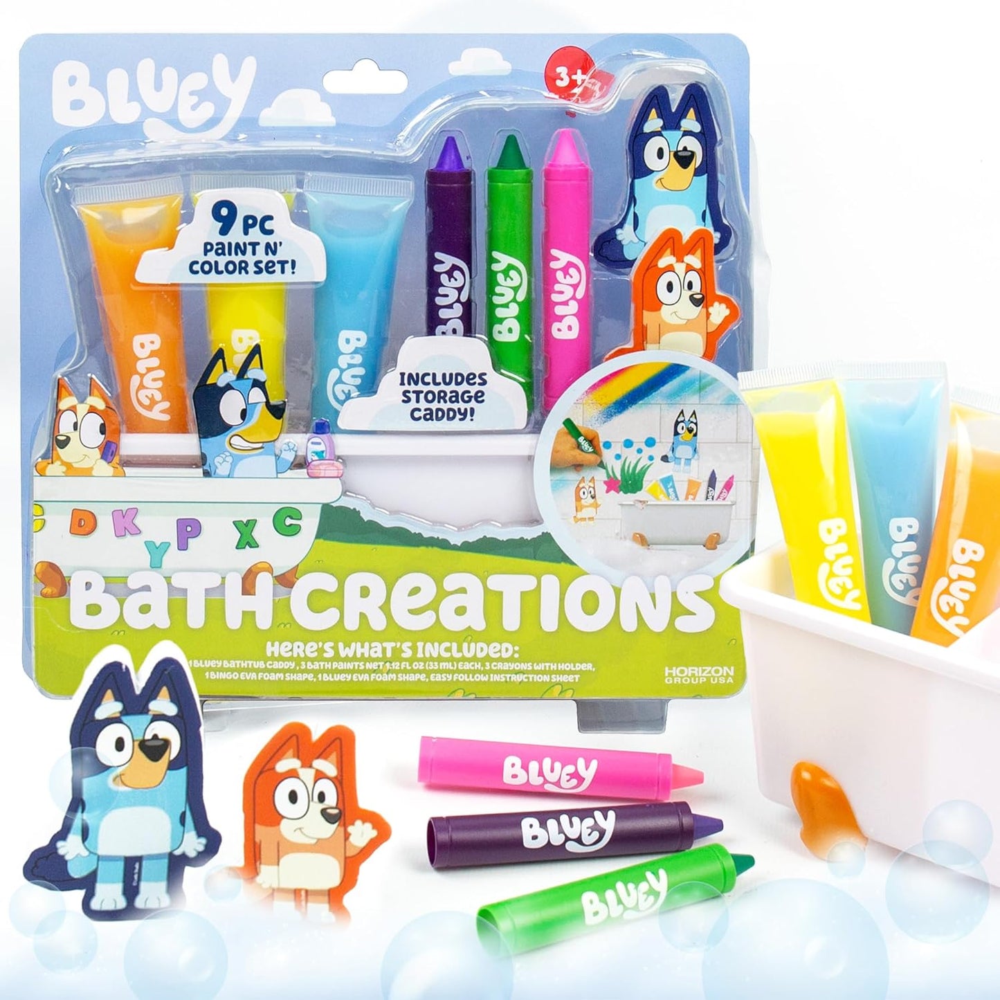 Bluey Bath Creations: 9-Piece Activity Set for Fun Toddler Bath Time