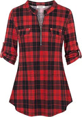 BEPEI Womens Floral 3/4 Sleeve Zip V Neck Blouse - Work & Casual