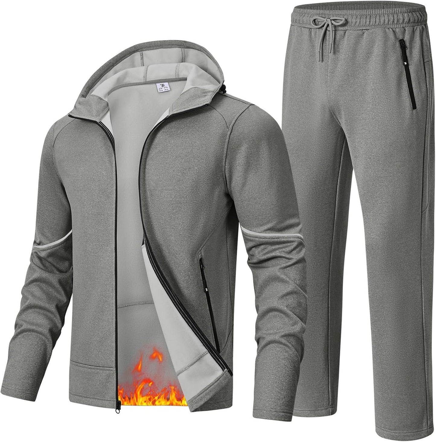Rdruko Men's Fleece Track Sweat Suit for Winter Warmth