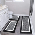 Pauwer Bathroom Rug Mat Set 3 Piece - Ultra Soft Microfiber Shaggy