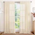 YoungsTex 90 in Linen Semi Sheer Curtains for Living Room - Light