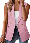 Trendy Double Breasted Tweed Blazer Vest for Women 2025