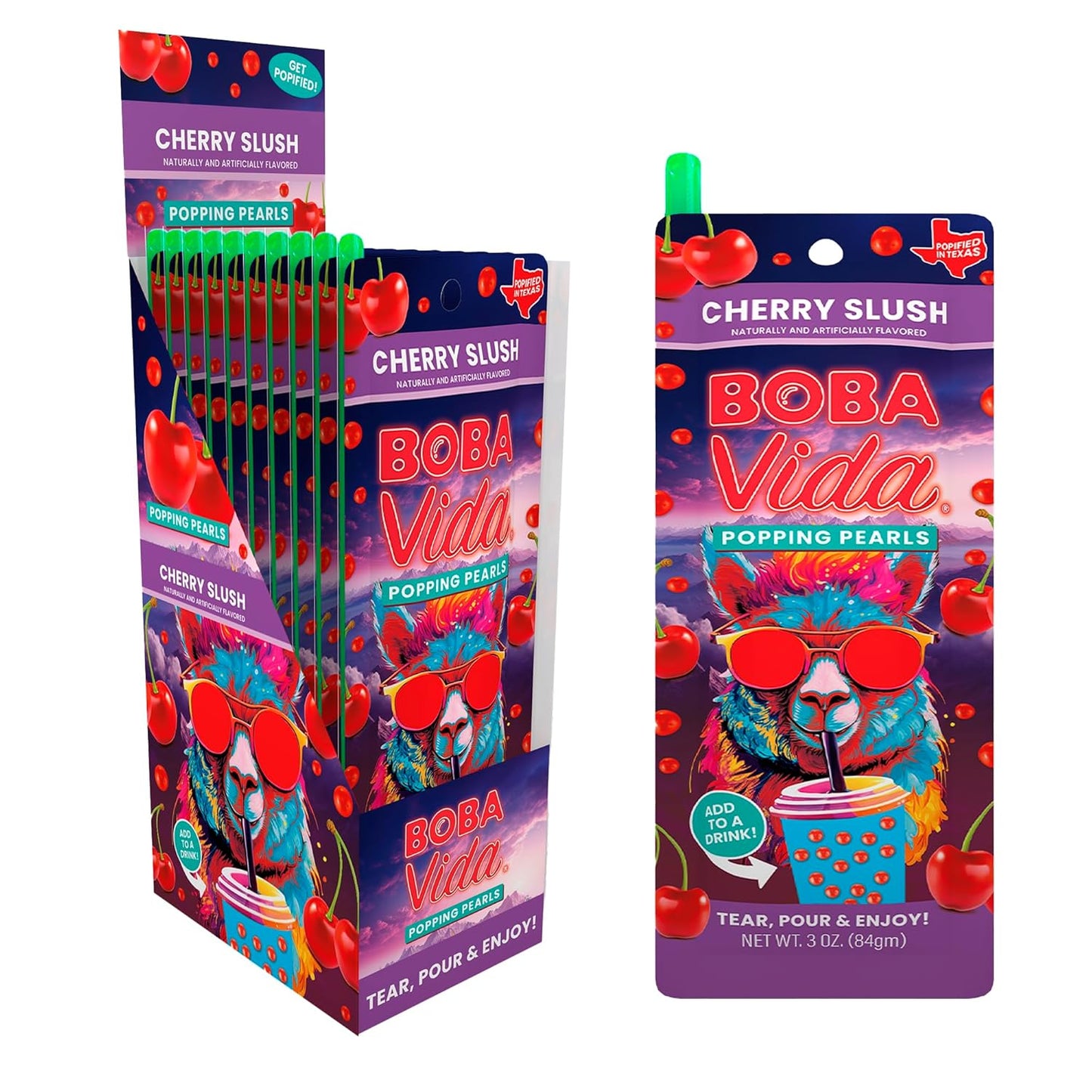 BobaVida Cherry Slush Popping Boba Pearls for Drinks & Desserts