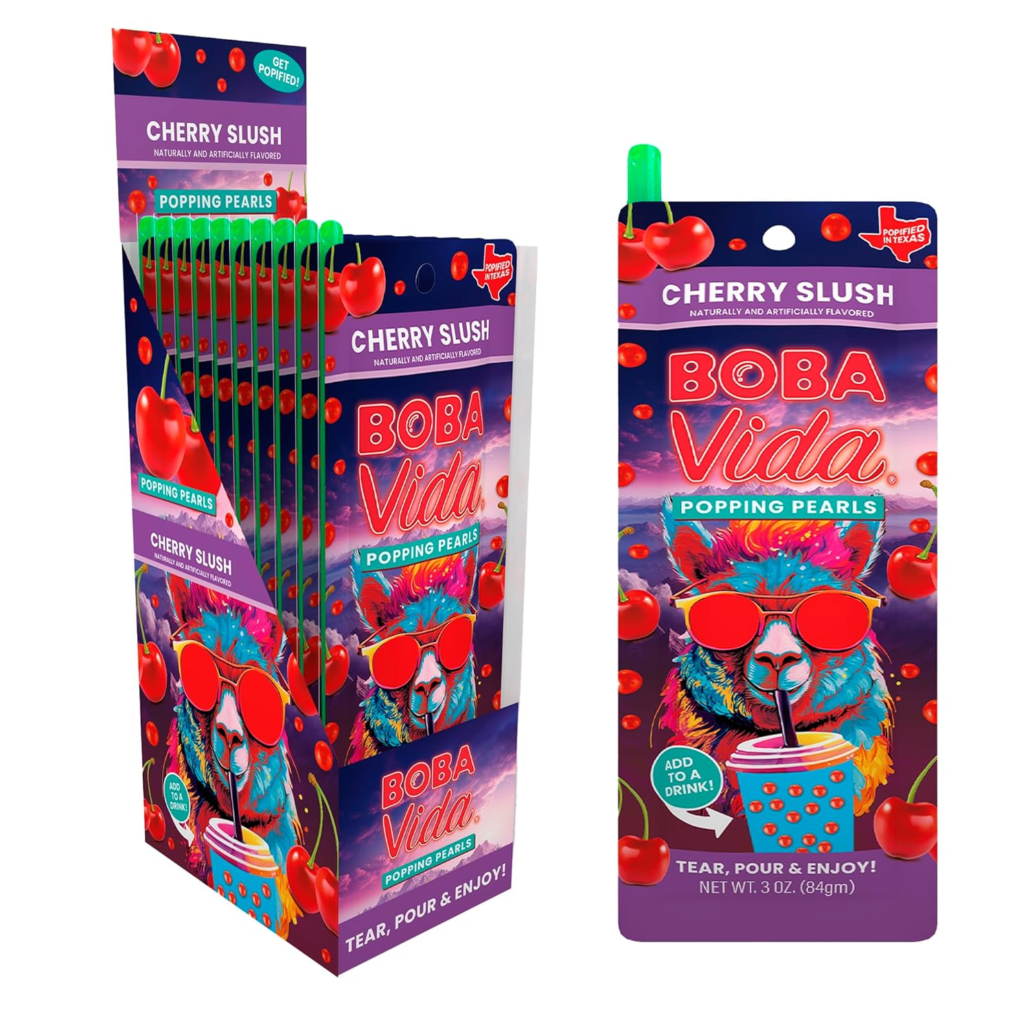 BobaVida Cherry Slush Popping Boba Pearls for Drinks & Desserts