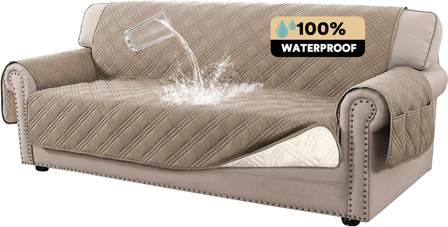 100% Waterproof Couch Cover for 3 Cushion Sofa Protection
