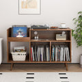 Record Player Stand with Charging Station & USB Ports - Mid-Century