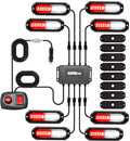 LED Strobe Lights 8PCS Red White 12V Sync - Waterproof Kit