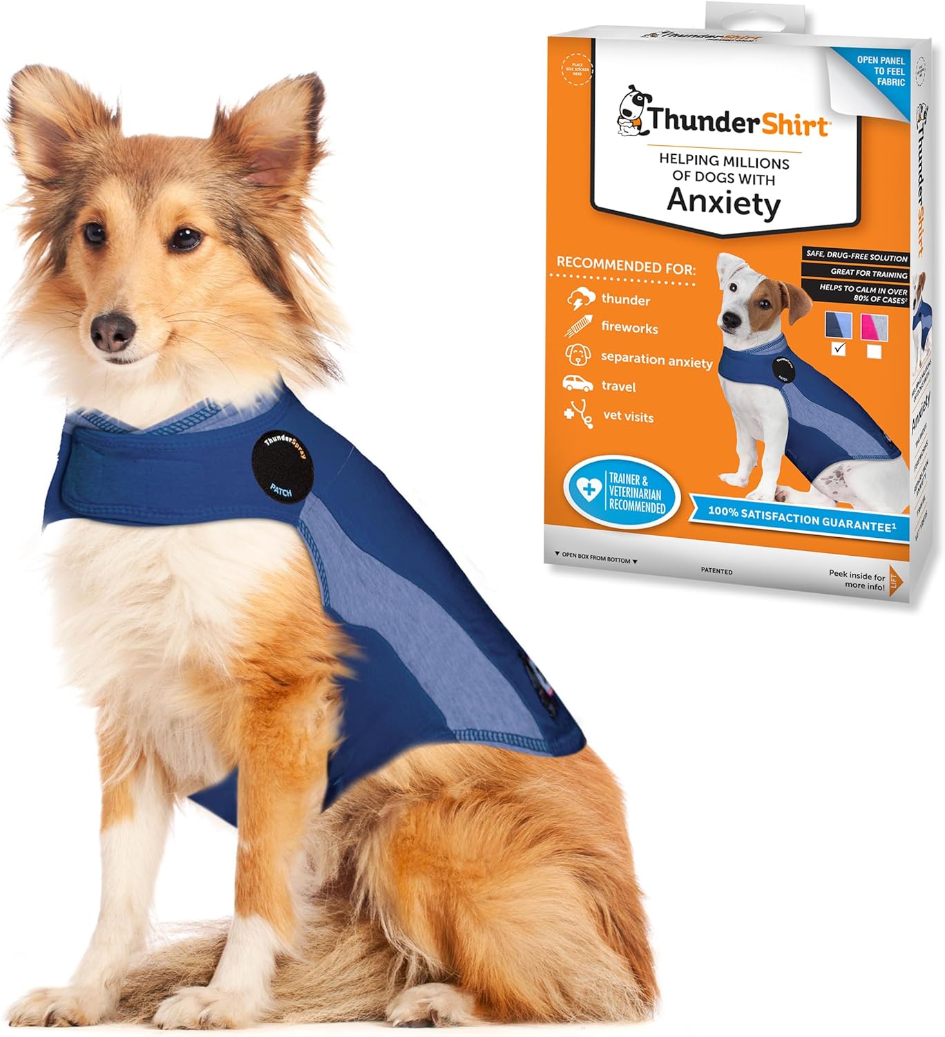 ThunderShirt for Dogs Large Blue Polo Calming Vest for Anxiety