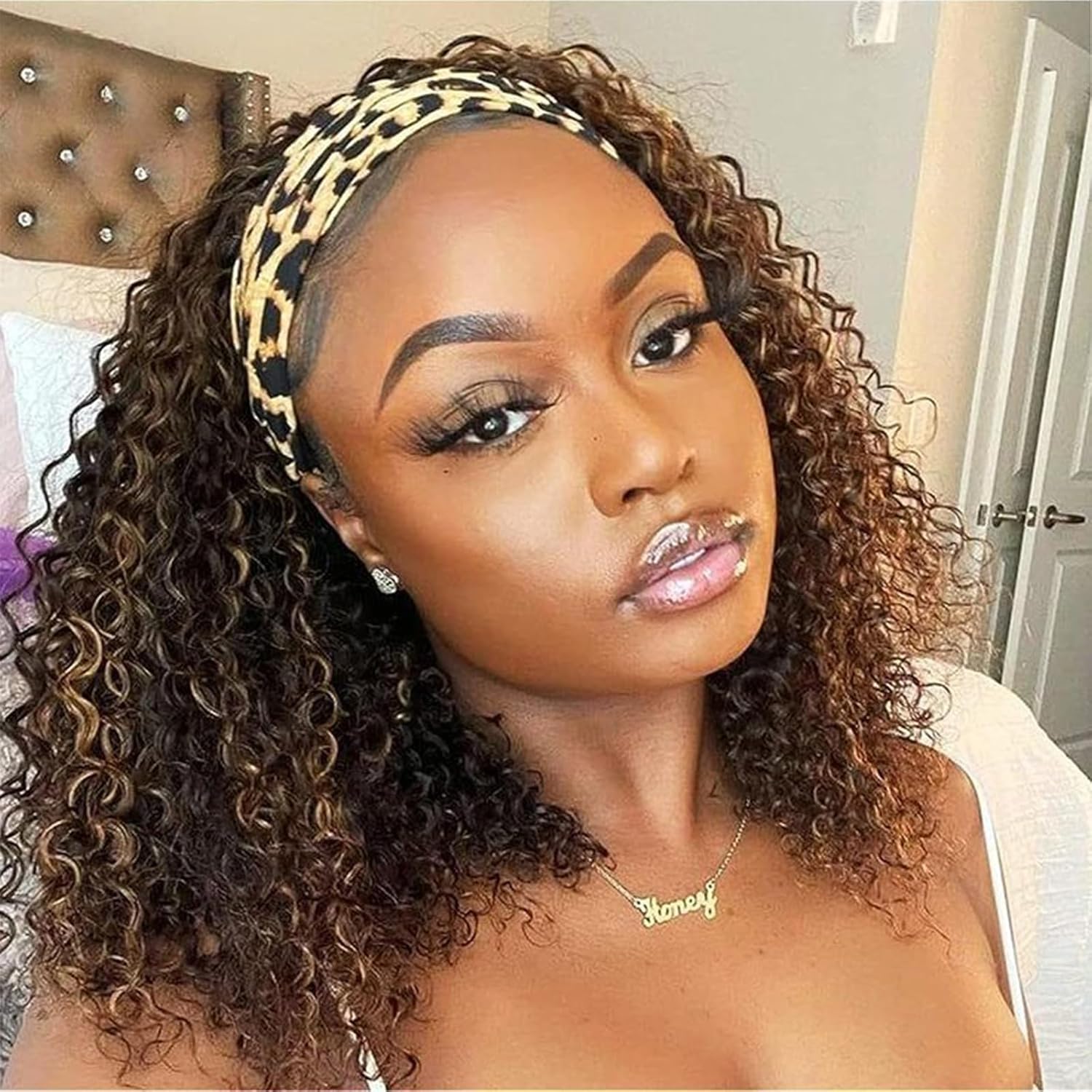 Headband Wig Human Hair Deep Wave 12Inch Glueless Design