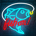 Fishing Neon Sign for Wall Decor - Dimmable LED Fish Light 12.9 in