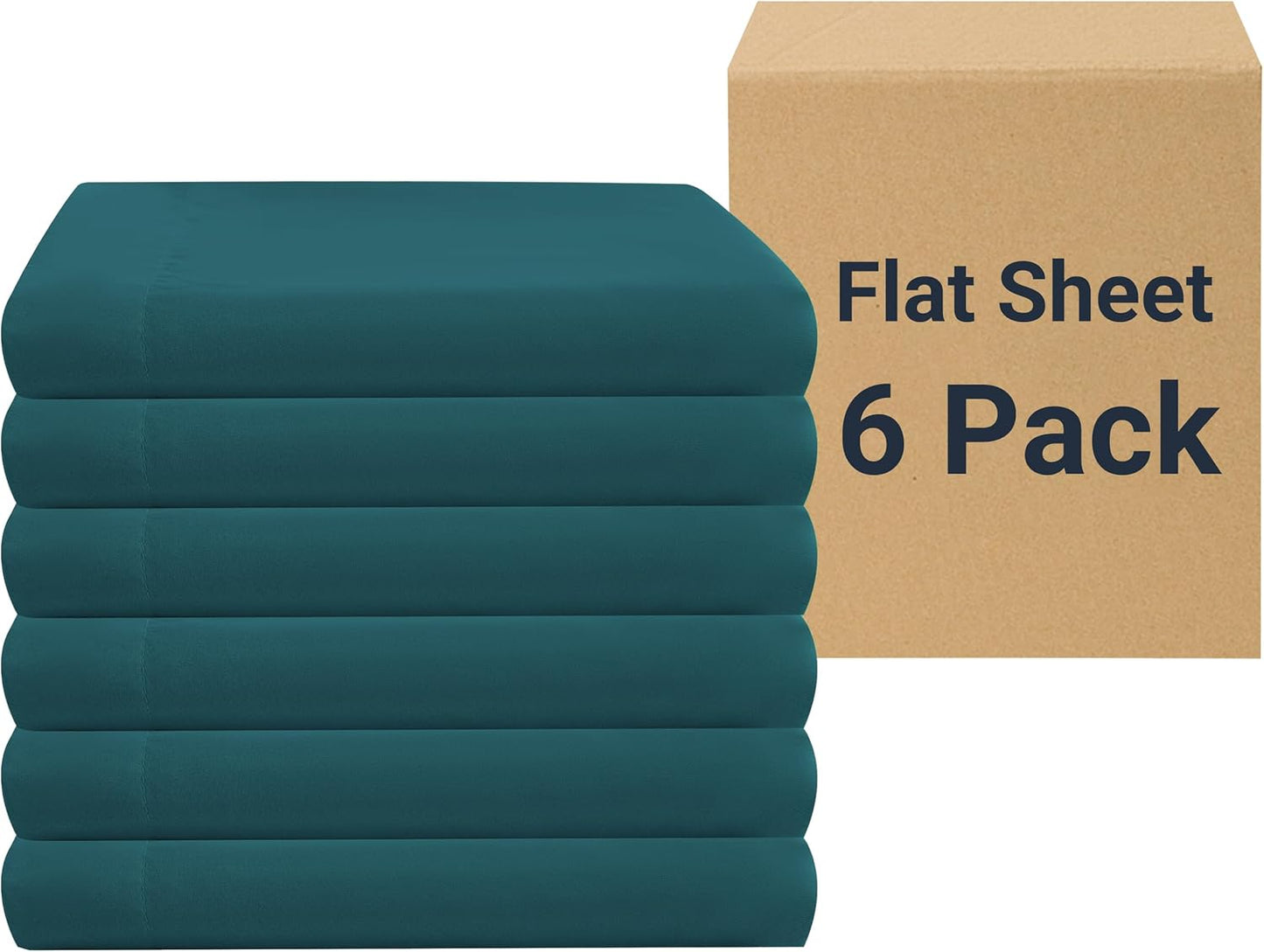 ZPECC Queen Flat Sheet 6 Pack - Durable Teal Bed Sheets