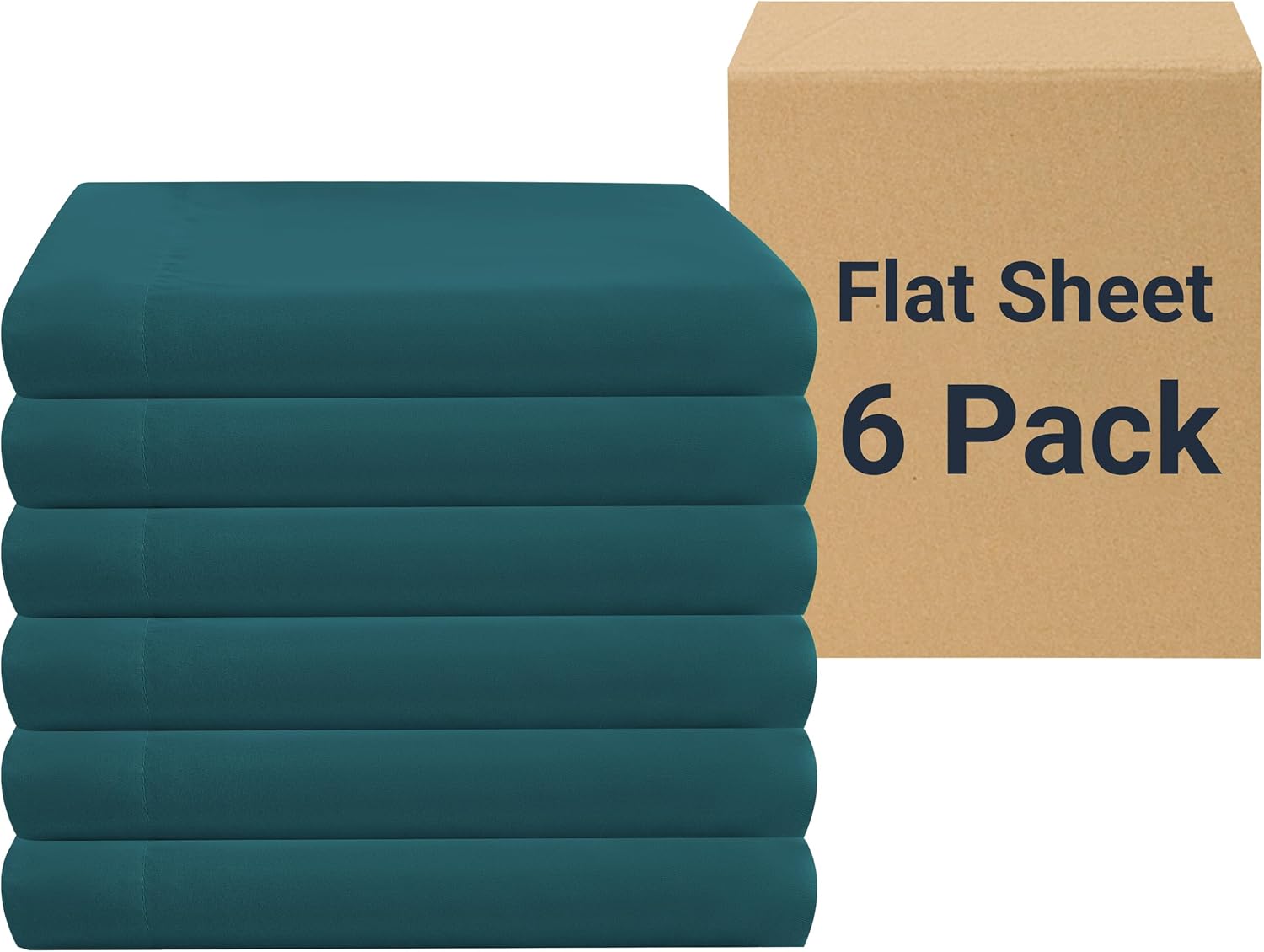 ZPECC Queen Flat Sheet 6 Pack - Durable Teal Bed Sheets