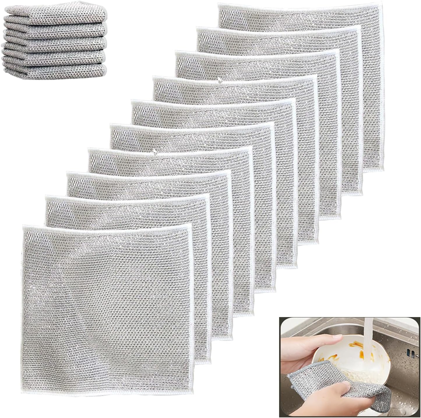 Non-Scratch Wire Dishcloth Set - Time-Saving Kitchen Cleaning Duo