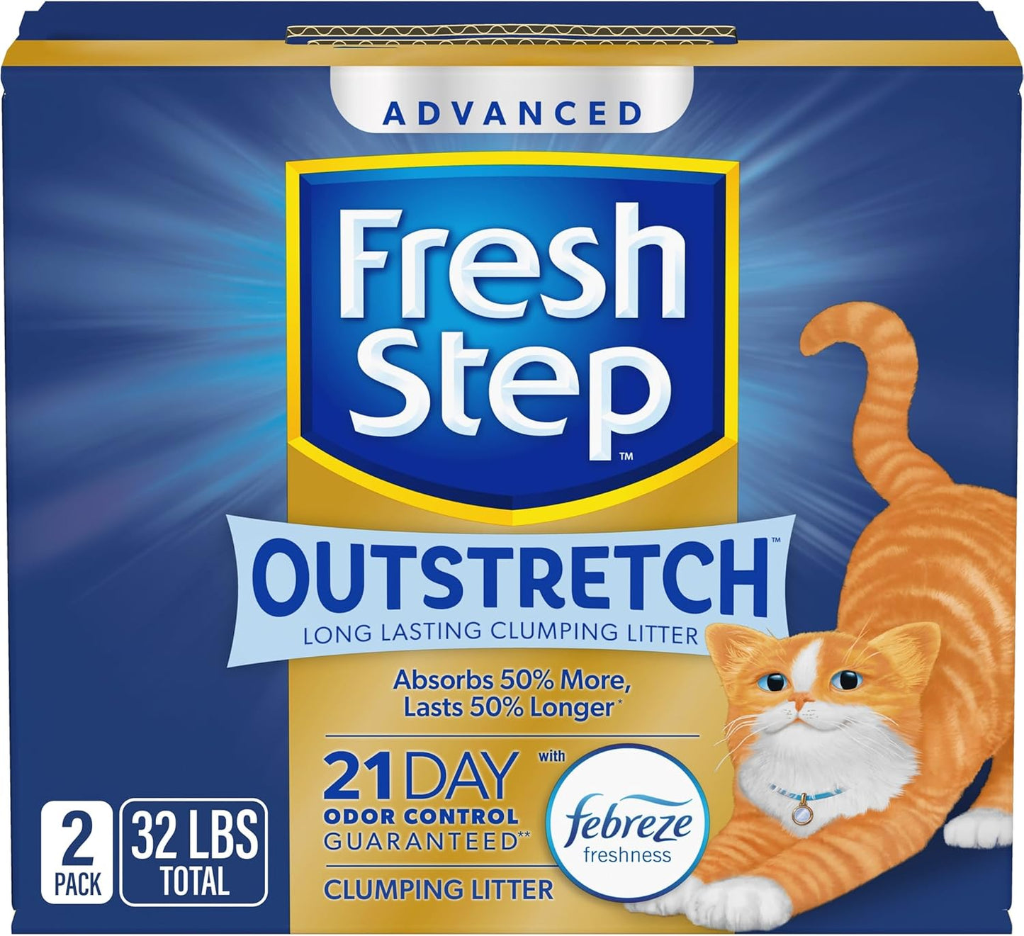 Fresh Step Long Lasting Clumping Litter with Febreze, Activated Charcoal, Lasts 50% Longer