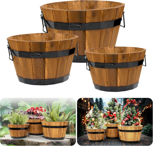 Idzo Set of 3 Wooden Flower Boxes for Outdoor Plants