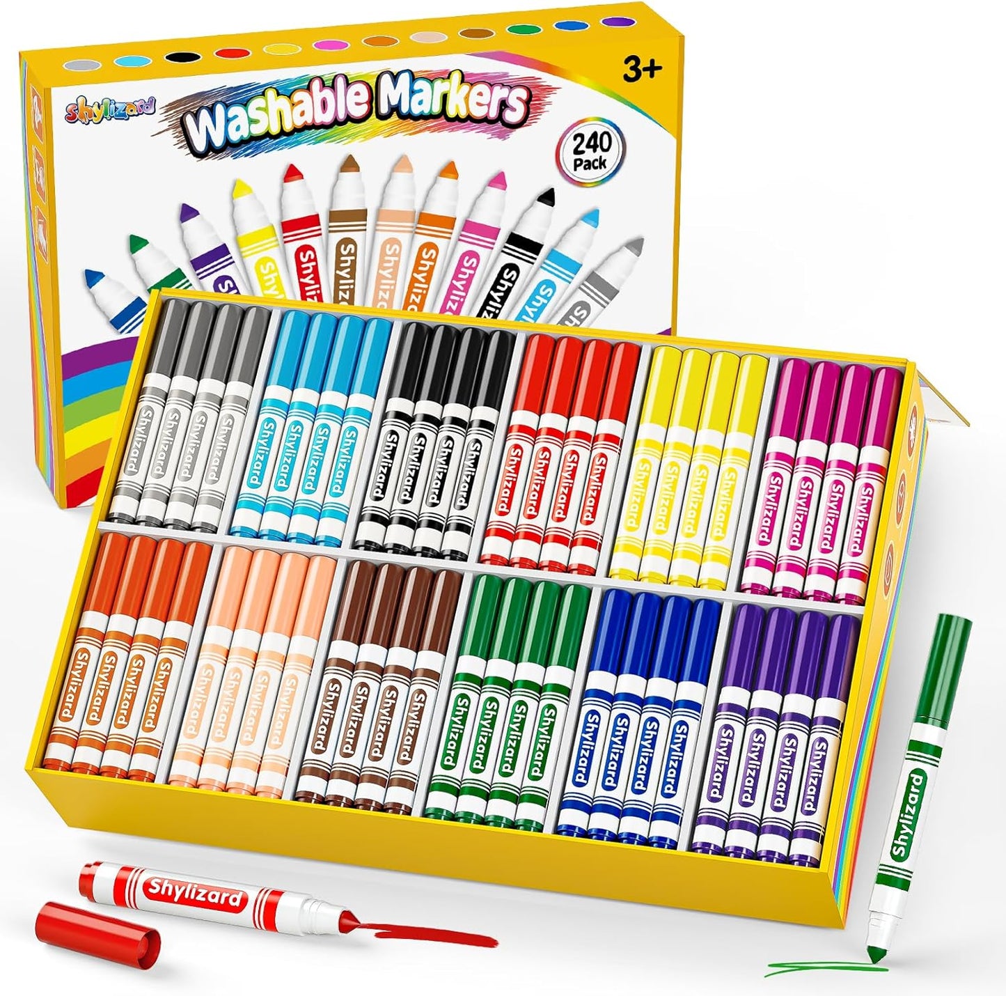 Washable Markers for Kids - 240 Count Bulk Set for Art Projects