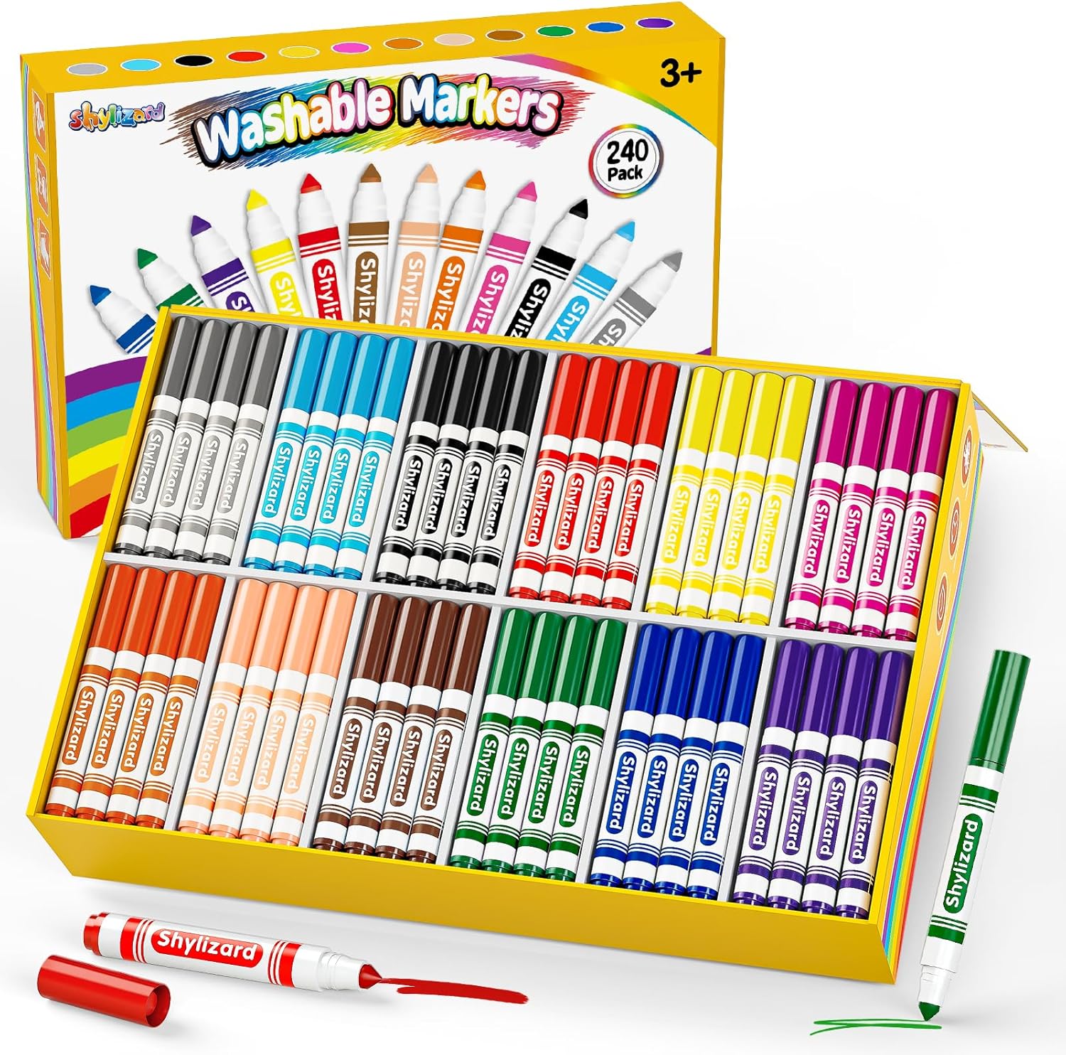 Washable Markers for Kids - 240 Count Bulk Set for Art Projects