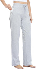 Women's Cotton Sweatpants Open Bottom Yoga Pants - Relaxed Fit